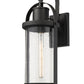 Z-Lite Roundhouse 9" 1-Light Black Outdoor Wall Sconce With Clear Seedy Glass Shade