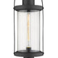 Z-Lite Roundhouse 9" W x 27" H 1-Light Black Outdoor Post Mount Fixture and Round Pier Mount With Clear Seedy Glass Shade