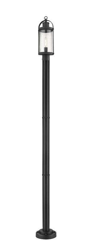 Z-Lite Roundhouse 9" W x 94" H 1-Light Black Aluminum Frame Clear Seedy Glass Shade Outdoor Post Mounted Fixture