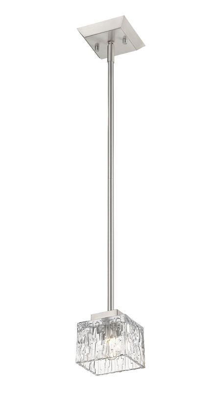 Z-Lite Rubicon 5" 1-Light Brushed Nickel Mini Pendant Light With Clear Glass Shade