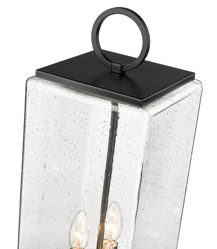 Z-Lite Sana 592PHBR-567P-BK 3-Light Black Aluminum Frame Clear Seedy Glass Shade Outdoor Post Mounted Fixture