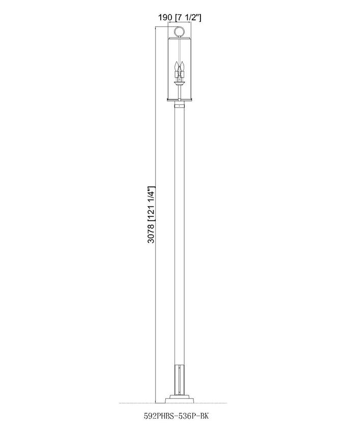 Z-Lite Sana 592PHBS-536P-BK 3-Light Black Aluminum Frame Clear Seedy Glass Shade Outdoor Post Mounted Fixture