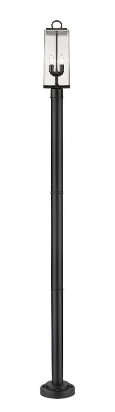 Z-Lite Sana 592PHMR-567P-BK 2-Light Black Aluminum Frame Clear Seedy Glass Shade Outdoor Post Mounted Fixture