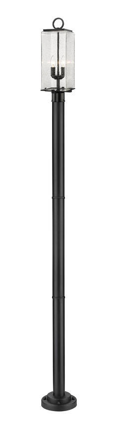 Z-Lite Sana 592PHMR-567P-BK 2-Light Black Aluminum Frame Clear Seedy Glass Shade Outdoor Post Mounted Fixture