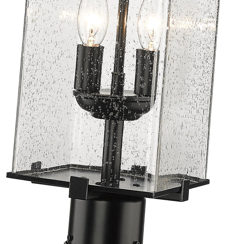 Z-Lite Sana 592PHMR-567P-BK 2-Light Black Aluminum Frame Clear Seedy Glass Shade Outdoor Post Mounted Fixture