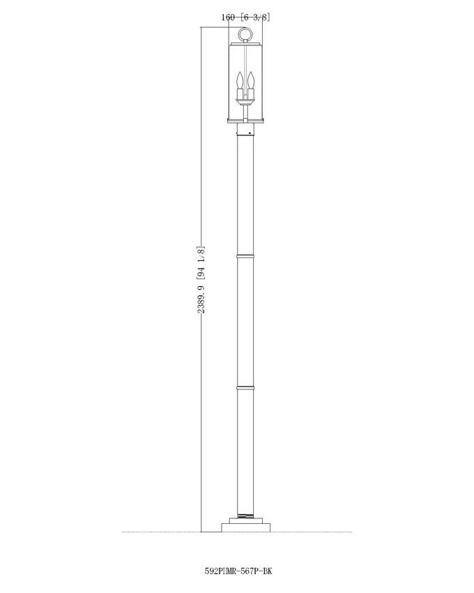 Z-Lite Sana 592PHMR-567P-BK 2-Light Black Aluminum Frame Clear Seedy Glass Shade Outdoor Post Mounted Fixture