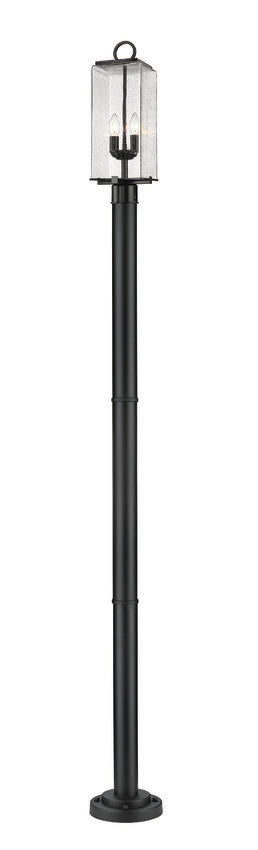 Z-Lite Sana 592PHMR-567P-BK 2-Light Black Aluminum Frame Clear Seedy Glass Shade Outdoor Post Mounted Fixture