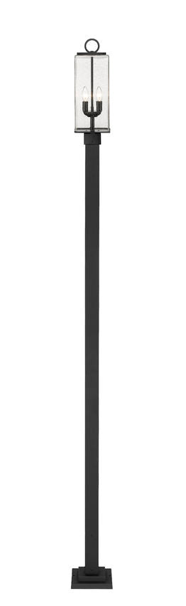 Z-Lite Sana 592PHMS-536P-BK 2-Light Black Aluminum Frame Clear Seedy Glass Shade Outdoor Post Mounted Fixture