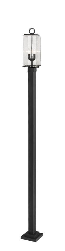Z-Lite Sana 592PHMS-536P-BK 2-Light Black Aluminum Frame Clear Seedy Glass Shade Outdoor Post Mounted Fixture