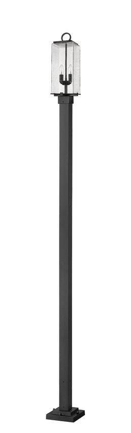 Z-Lite Sana 592PHMS-536P-BK 2-Light Black Aluminum Frame Clear Seedy Glass Shade Outdoor Post Mounted Fixture