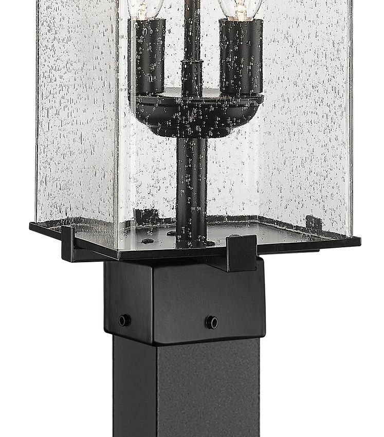 Z-Lite Sana 592PHMS-536P-BK 2-Light Black Aluminum Frame Clear Seedy Glass Shade Outdoor Post Mounted Fixture
