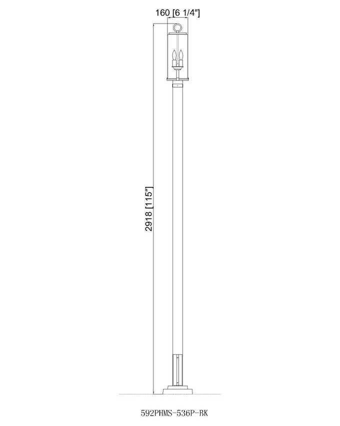 Z-Lite Sana 592PHMS-536P-BK 2-Light Black Aluminum Frame Clear Seedy Glass Shade Outdoor Post Mounted Fixture