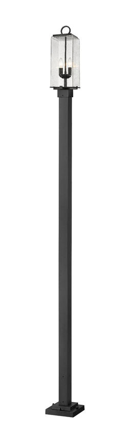 Z-Lite Sana 592PHMS-536P-BK 2-Light Black Aluminum Frame Clear Seedy Glass Shade Outdoor Post Mounted Fixture