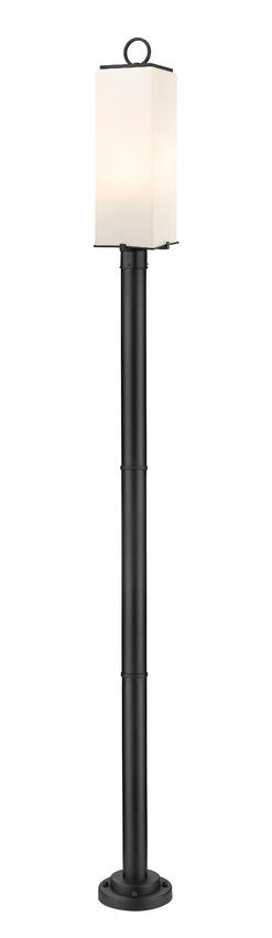 Z-Lite Sana 593PHBR-567P-BK 3-Light Aluminum Black Frame White Opal Glass Shade Outdoor Post Mounted Fixture