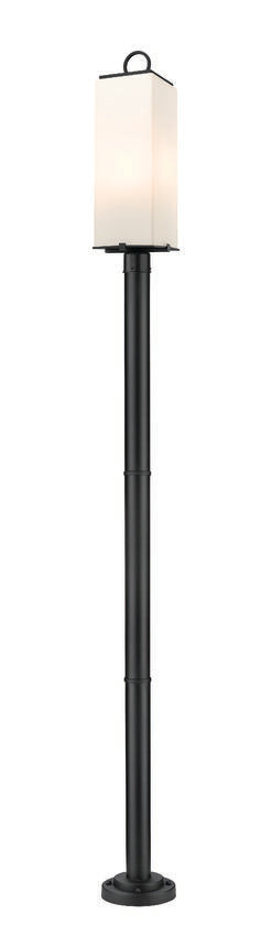 Z-Lite Sana 593PHBR-567P-BK 3-Light Aluminum Black Frame White Opal Glass Shade Outdoor Post Mounted Fixture