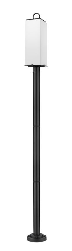 Z-Lite Sana 593PHBR-567P-BK 3-Light Aluminum Black Frame White Opal Glass Shade Outdoor Post Mounted Fixture