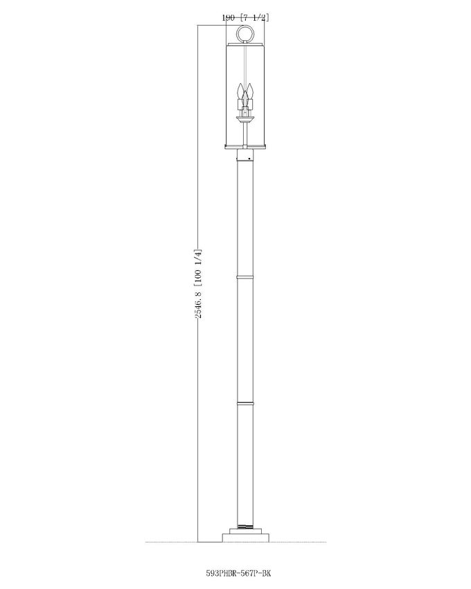 Z-Lite Sana 593PHBR-567P-BK 3-Light Aluminum Black Frame White Opal Glass Shade Outdoor Post Mounted Fixture