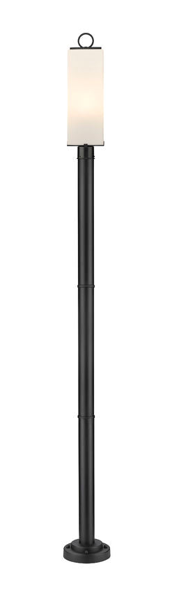 Z-Lite Sana 593PHBR-567P-BK 3-Light Aluminum Black Frame White Opal Glass Shade Outdoor Post Mounted Fixture