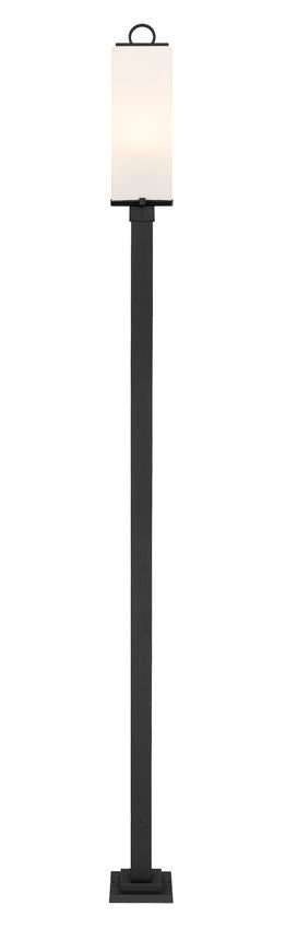 Z-Lite Sana 593PHBS-536P-BK 3-Light Aluminum Black Frame White Opal Glass Shade Outdoor Post Mounted Fixture