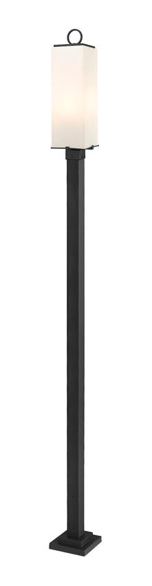 Z-Lite Sana 593PHBS-536P-BK 3-Light Aluminum Black Frame White Opal Glass Shade Outdoor Post Mounted Fixture