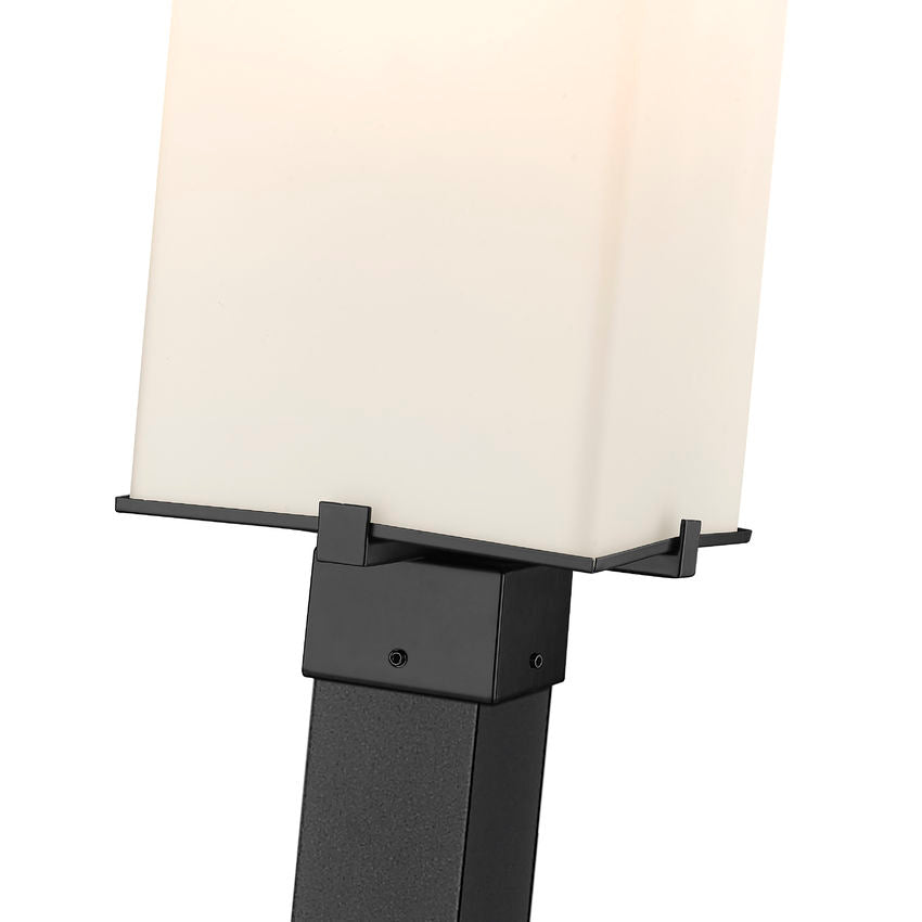 Z-Lite Sana 593PHBS-536P-BK 3-Light Aluminum Black Frame White Opal Glass Shade Outdoor Post Mounted Fixture