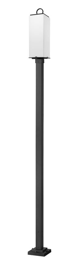 Z-Lite Sana 593PHBS-536P-BK 3-Light Aluminum Black Frame White Opal Glass Shade Outdoor Post Mounted Fixture