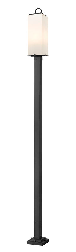 Z-Lite Sana 593PHBS-536P-BK 3-Light Aluminum Black Frame White Opal Glass Shade Outdoor Post Mounted Fixture