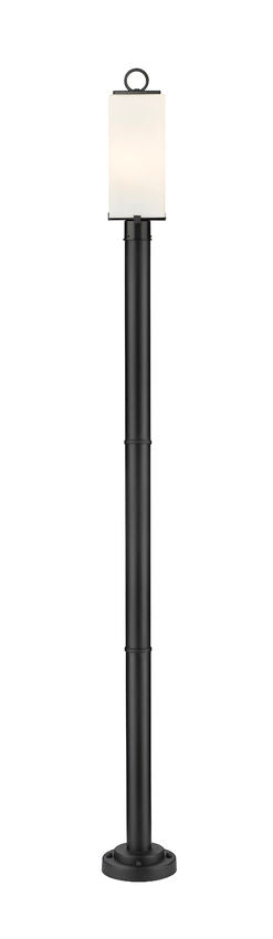 Z-Lite Sana 593PHMR-567P-BK 2-Light Aluminum Black Frame White Opal Glass Shade Outdoor Post Mounted Fixture