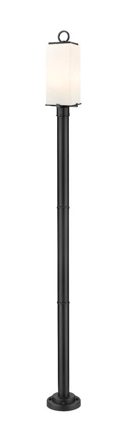 Z-Lite Sana 593PHMR-567P-BK 2-Light Aluminum Black Frame White Opal Glass Shade Outdoor Post Mounted Fixture