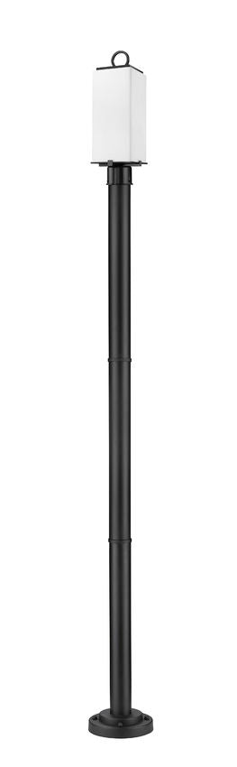 Z-Lite Sana 593PHMR-567P-BK 2-Light Aluminum Black Frame White Opal Glass Shade Outdoor Post Mounted Fixture