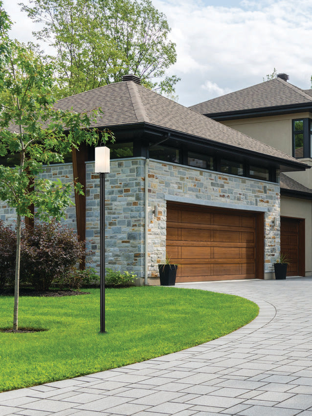 Z-Lite Sana 593PHMR-567P-BK 2-Light Aluminum Black Frame White Opal Glass Shade Outdoor Post Mounted Fixture
