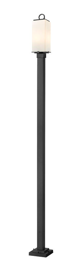 Z-Lite Sana 593PHMS-536P-BK 2-Light Aluminum Black Frame White Opal Glass Shade Outdoor Post Mounted Fixture