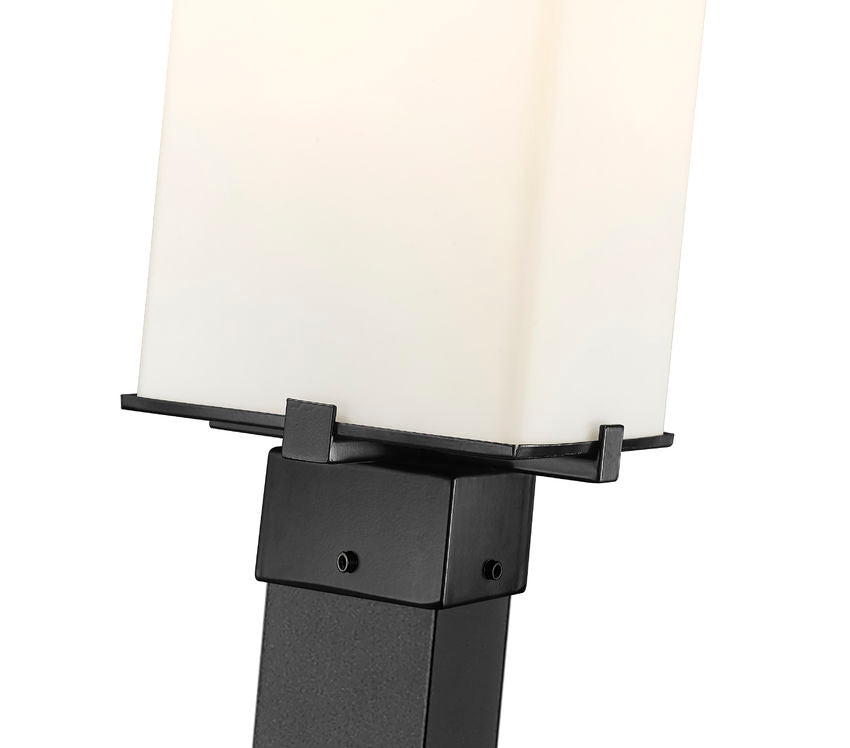 Z-Lite Sana 593PHMS-536P-BK 2-Light Aluminum Black Frame White Opal Glass Shade Outdoor Post Mounted Fixture
