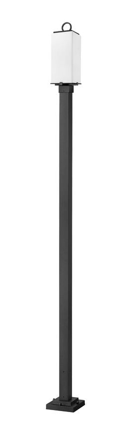 Z-Lite Sana 593PHMS-536P-BK 2-Light Aluminum Black Frame White Opal Glass Shade Outdoor Post Mounted Fixture