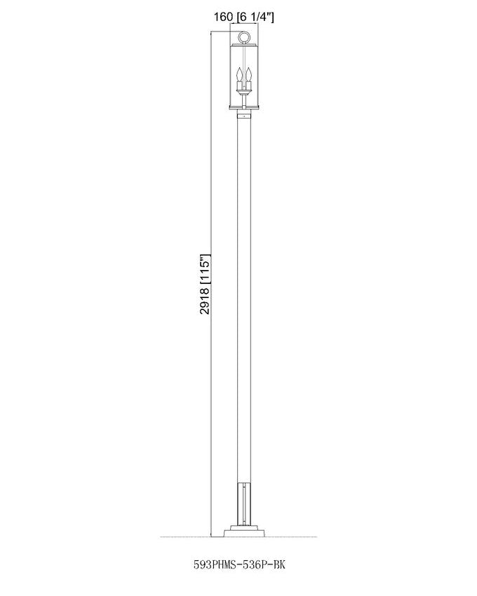 Z-Lite Sana 593PHMS-536P-BK 2-Light Aluminum Black Frame White Opal Glass Shade Outdoor Post Mounted Fixture