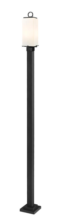 Z-Lite Sana 593PHMS-536P-BK 2-Light Aluminum Black Frame White Opal Glass Shade Outdoor Post Mounted Fixture