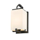Z-Lite Sana 6" 1-Light Black Aluminum Outdoor Wall Sconce With White Opal Glass Shade