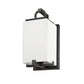 Z-Lite Sana 6" 1-Light Black Aluminum Outdoor Wall Sconce With White Opal Glass Shade