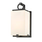 Z-Lite Sana 6" 1-Light Black Aluminum Outdoor Wall Sconce With White Opal Glass Shade