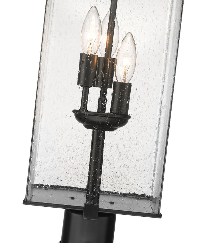 Z-Lite Sana 6" W x 27" H 3-Light Black Outdoor Post Mount Fixture With Seedy Glass Shade