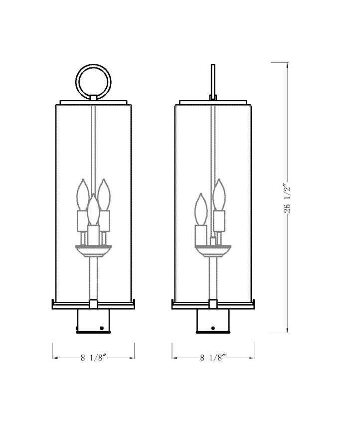 Z-Lite Sana 6" W x 27" H 3-Light Black Outdoor Post Mount Fixture With Seedy Glass Shade