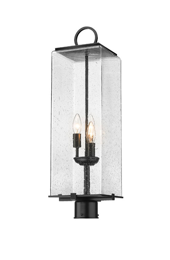 Z-Lite Sana 6" W x 27" H 3-Light Black Outdoor Post Mount Fixture With Seedy Glass Shade