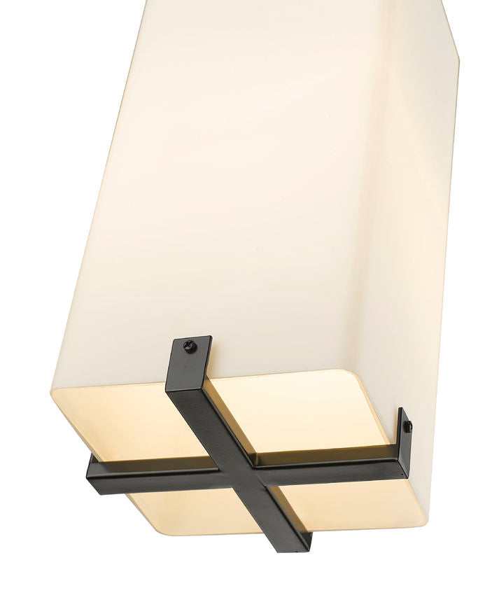 Z-Lite Sana 7" 1-Light Black Aluminum Outdoor Chain Mount Ceiling Fixture With White Opal Glass Shade