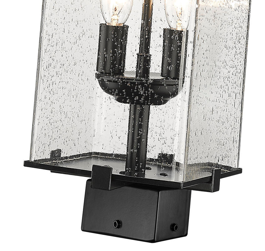 Z-Lite Sana 7" 2-Light Black Outdoor Post Mount Fixture With Seedy Glass Shade