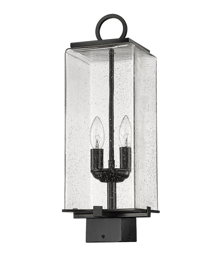 Z-Lite Sana 7" 2-Light Black Outdoor Post Mount Fixture With Seedy Glass Shade