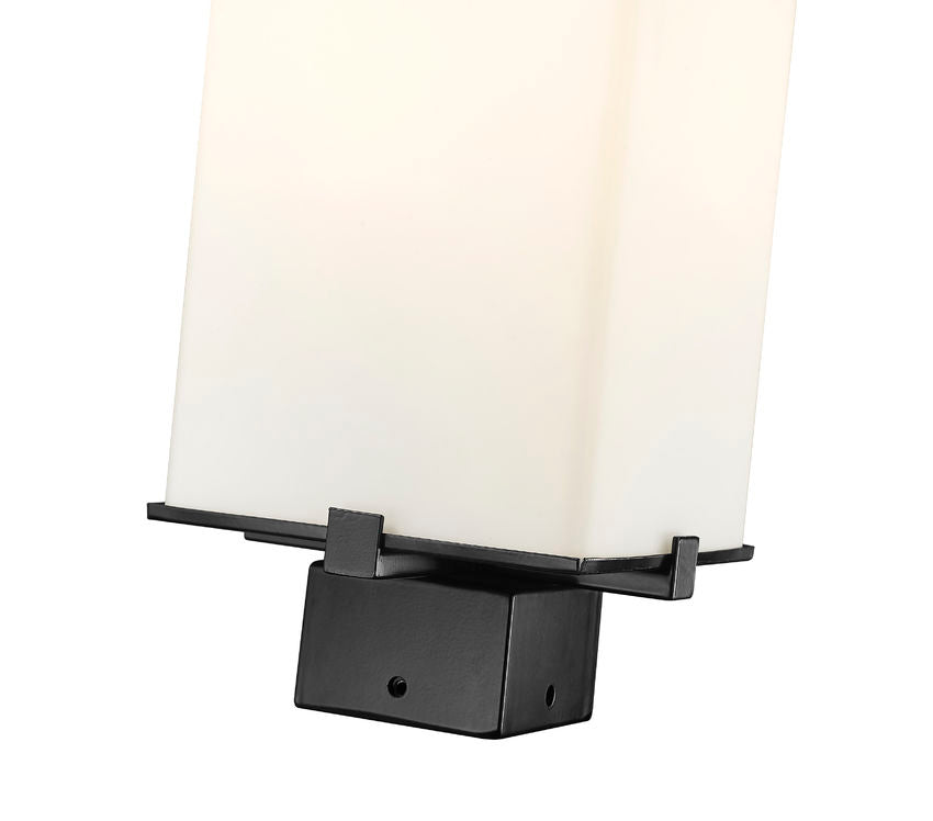 Z-Lite Sana 7" 2-Light Black Outdoor Post Mount Fixture With White Opal Glass Shade