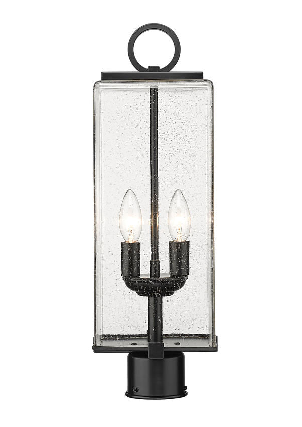 Z-Lite Sana 7" W x 20" H 2-Light Black Outdoor Post Mount Fixture With Seedy Glass Shade