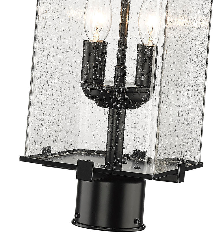 Z-Lite Sana 7" W x 20" H 2-Light Black Outdoor Post Mount Fixture With Seedy Glass Shade