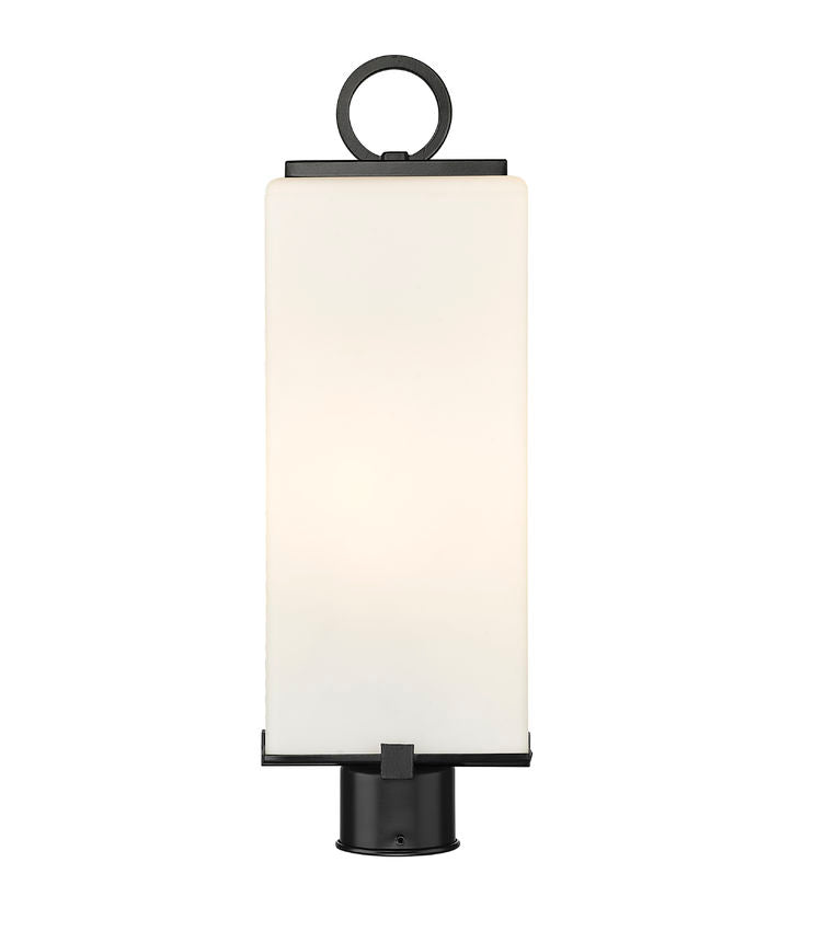 Z-Lite Sana 7" W x 20" H 2-Light Black Outdoor Post Mount Fixture With White Opal Glass Shade