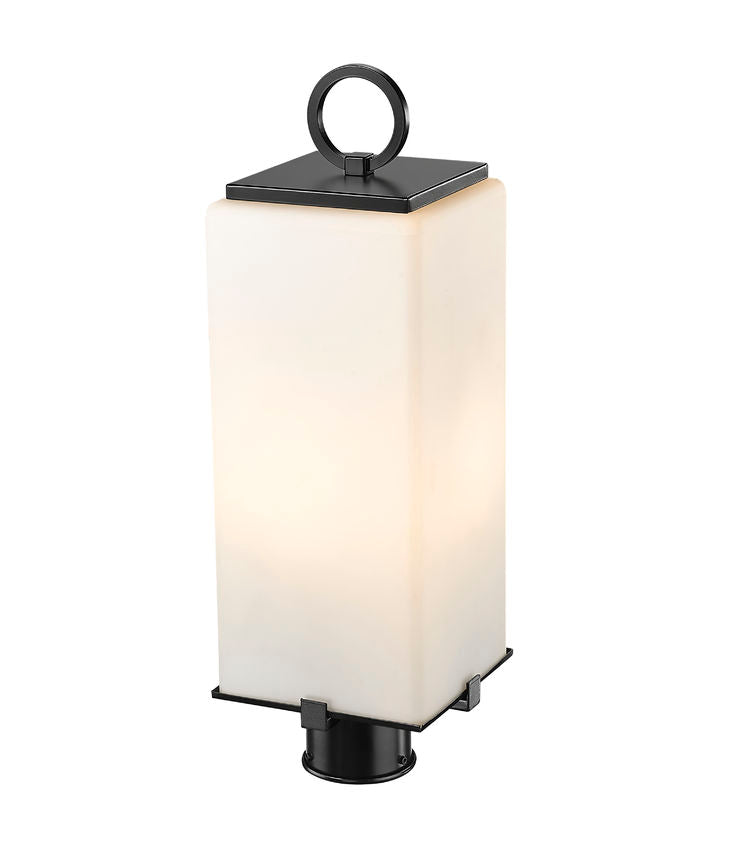 Z-Lite Sana 7" W x 20" H 2-Light Black Outdoor Post Mount Fixture With White Opal Glass Shade